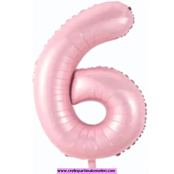 6 Rakam Pembe Folyo Balon